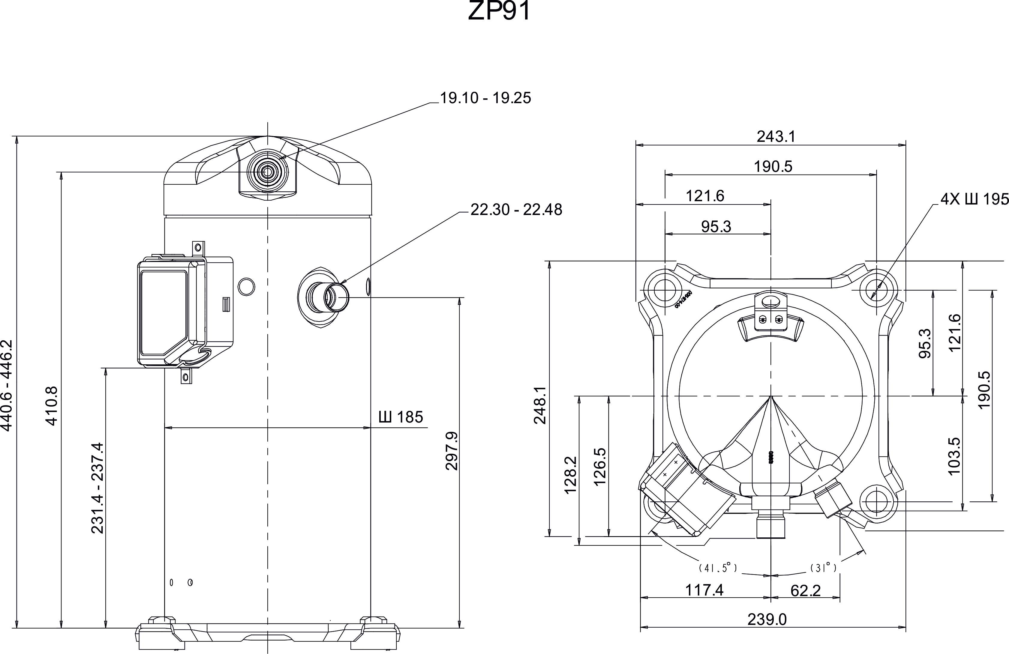 Герметичный спиральный компрессор Copeland Scroll ZP91KCE