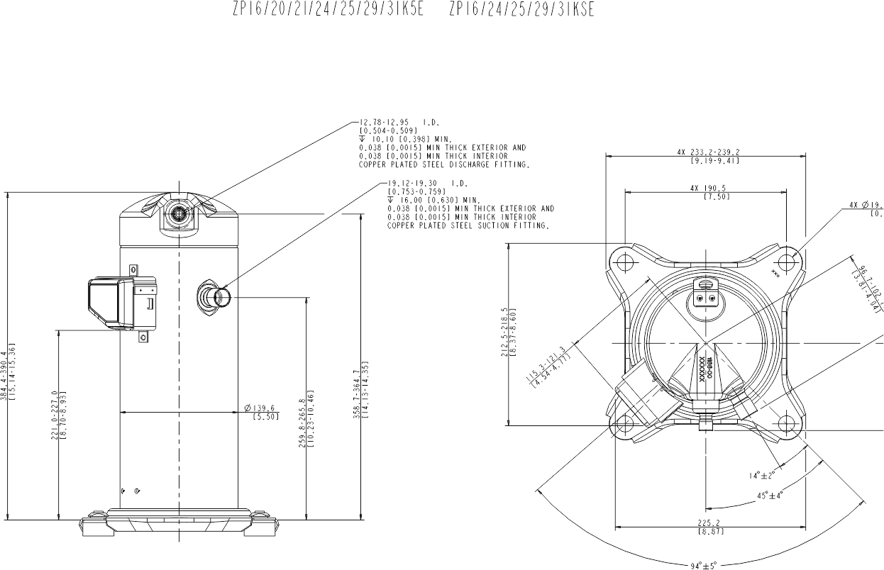 Герметичный спиральный компрессор Copeland Scroll ZP24KSE