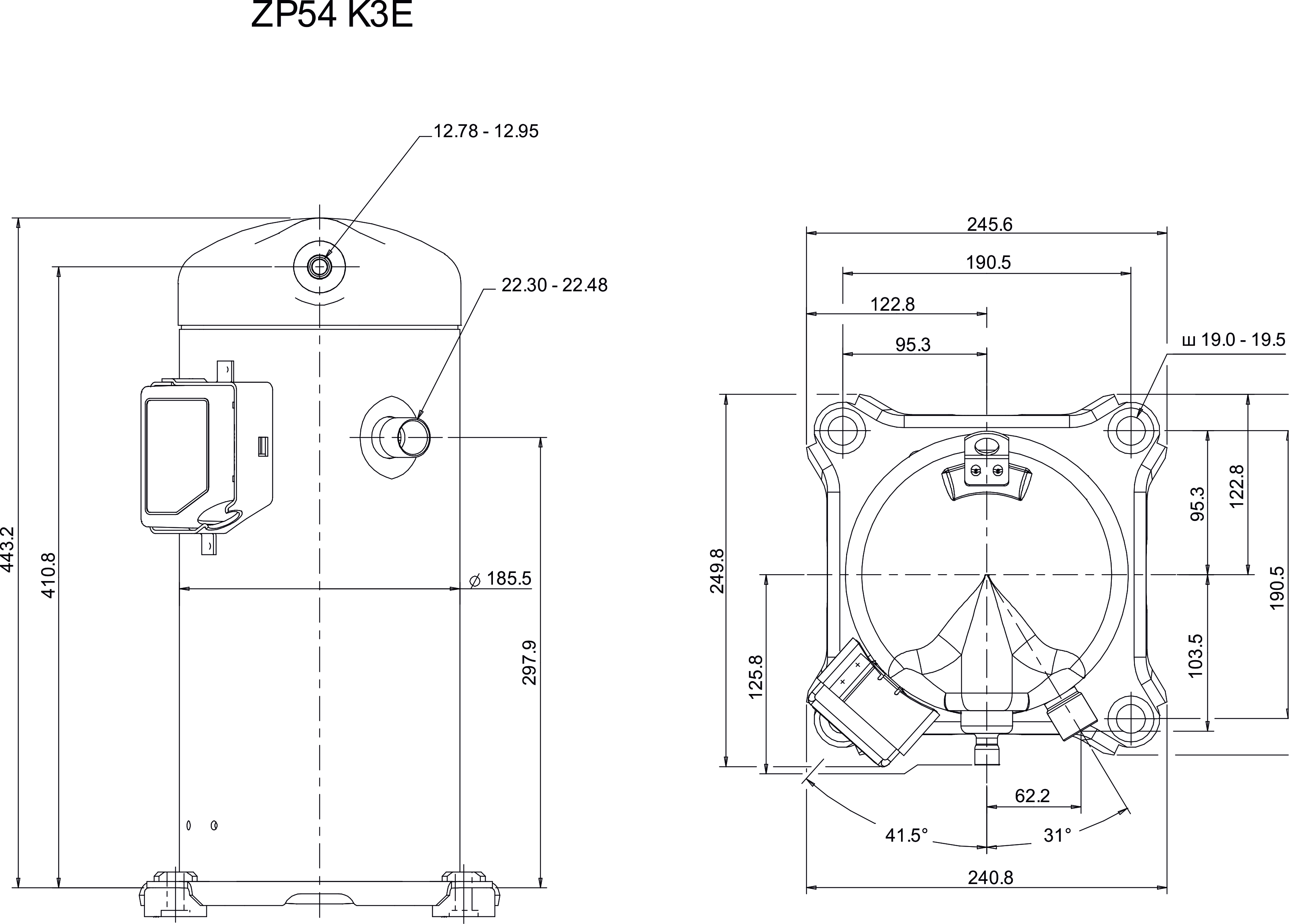 Герметичный спиральный компрессор Copeland Scroll ZP54K3E