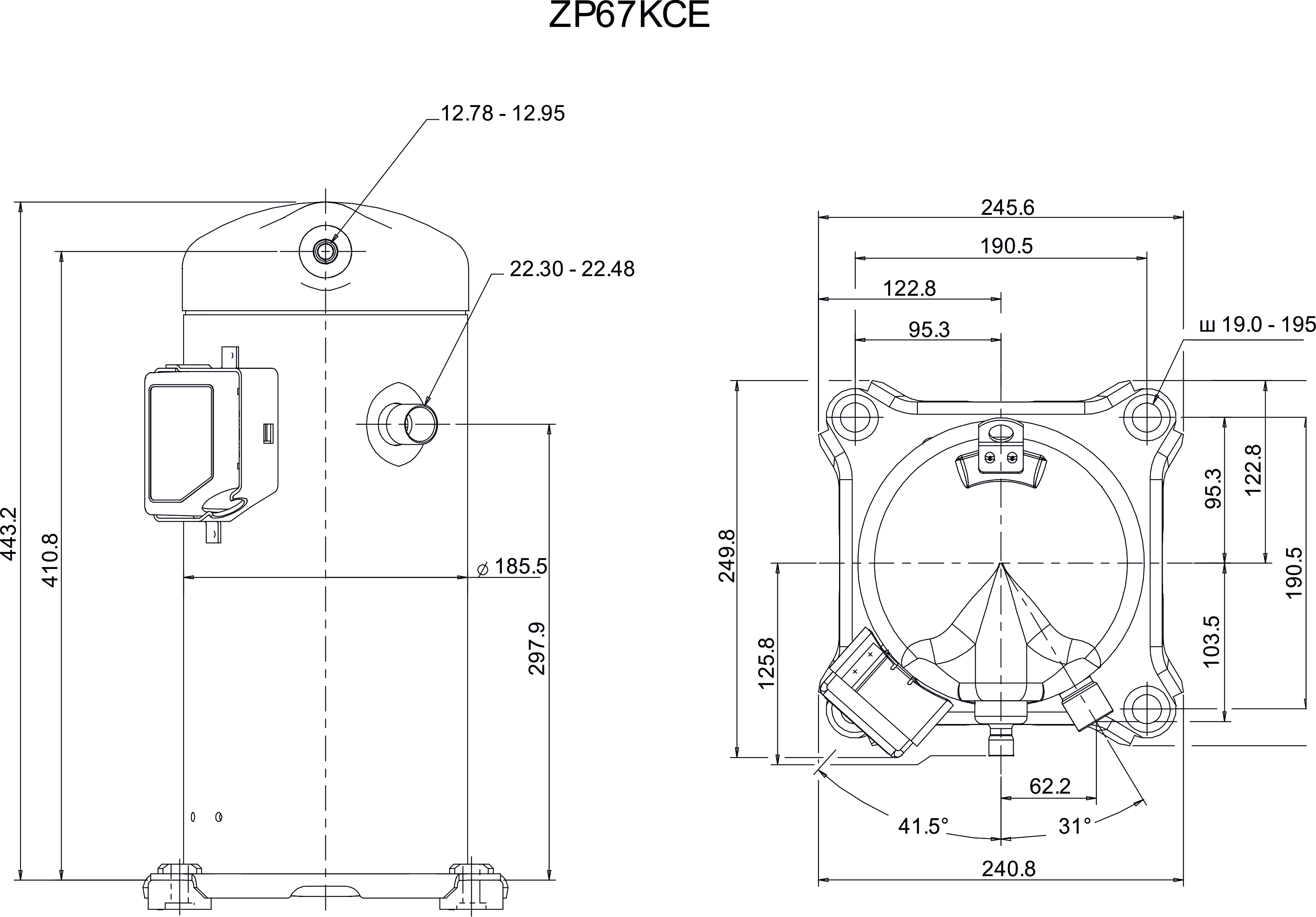 Герметичный спиральный компрессор Copeland Scroll ZP67KCE
