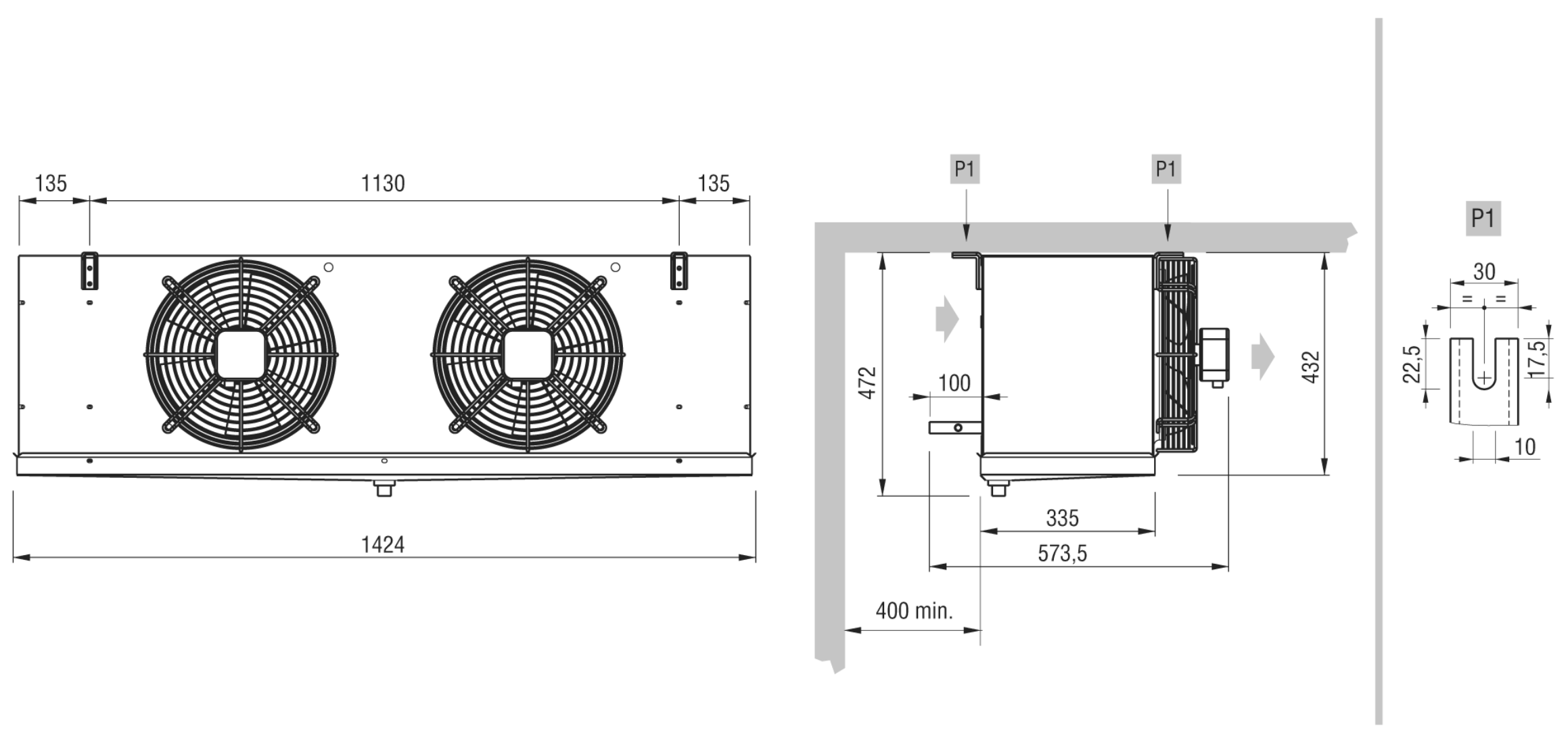 Технические характеристики и размеры воздухоохладителя ECO GCE 312F6 ED